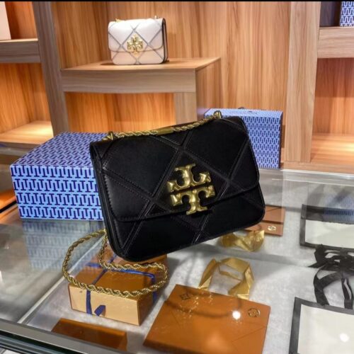 Tory Burch Eleanor Black Diamond Cut Sling Bag (With Box)