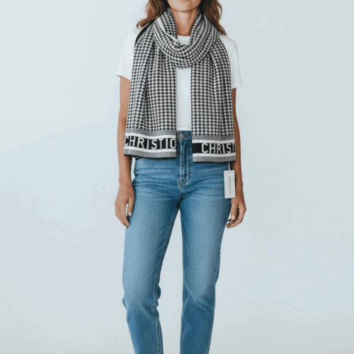 Dior Black White Bobby Woolen Stole