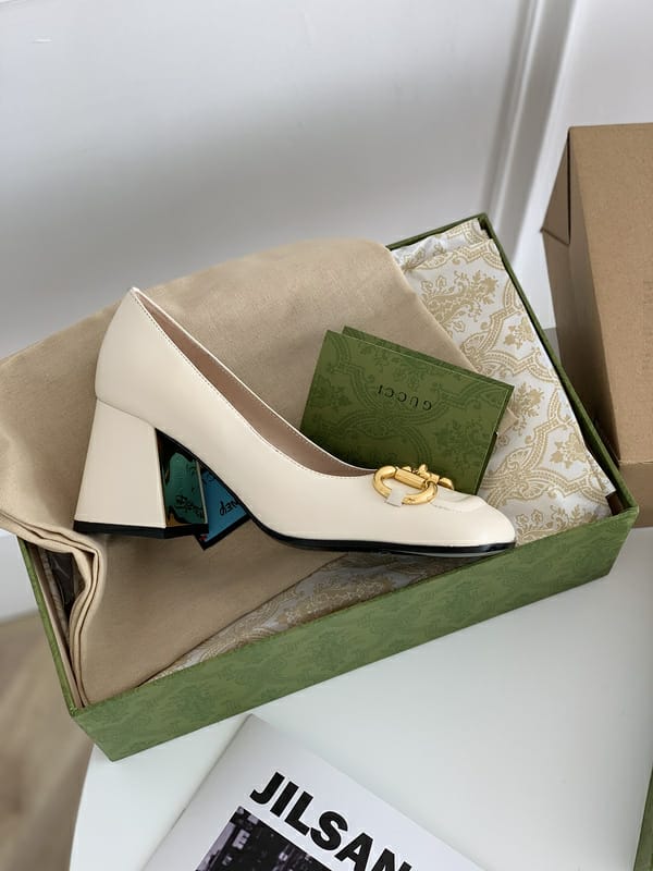 Gucci Horsebit White Pump