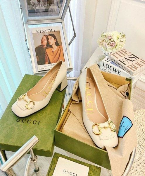 Gucci Horsebit White Pump