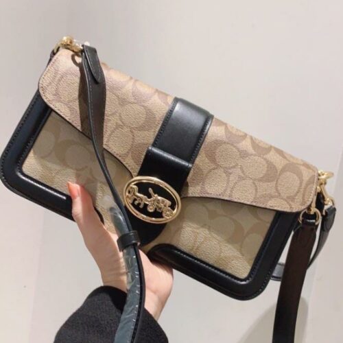 WhatsApp Image 2023-05-19 at 18.20.22` Coach Georgie Apricot Shoulder Bag (With Box)