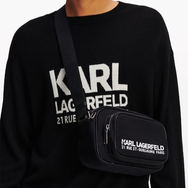 Karl Lagerfeld Black Shoulder Messenger Bag (With Box)
