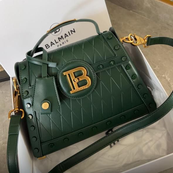 Balmain B Buzz Dynasty Geeen Color Hand Bag (With Box)