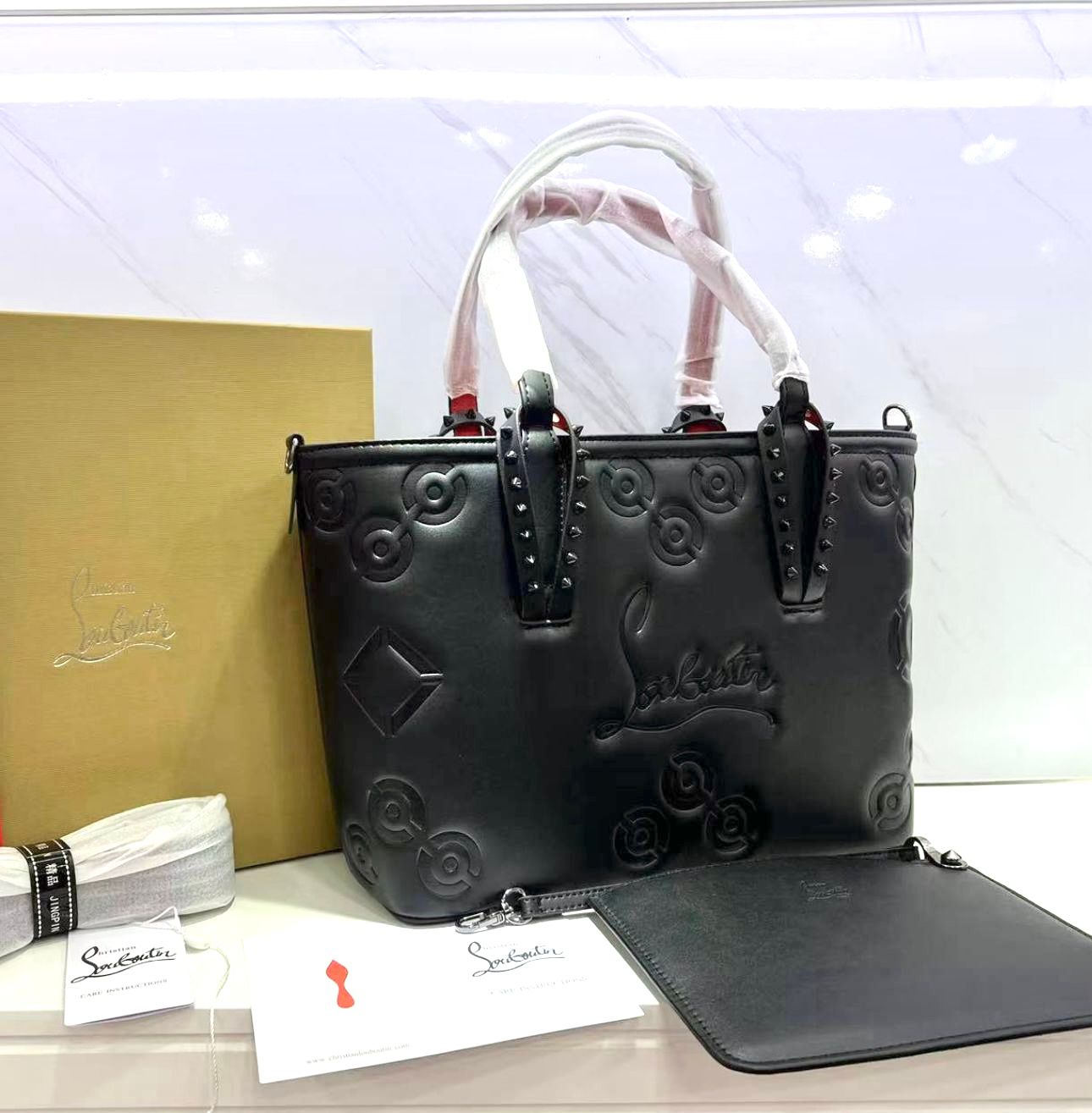 WhatsApp Image 2025-06-04 at 7.58.15 PM Christian Louboutin Cabata Black Embossed Premium Quality Tote Bag (With Box)