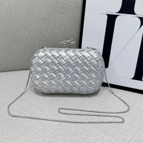 Bottega Venetta Knot Silver Clutch (With Box)