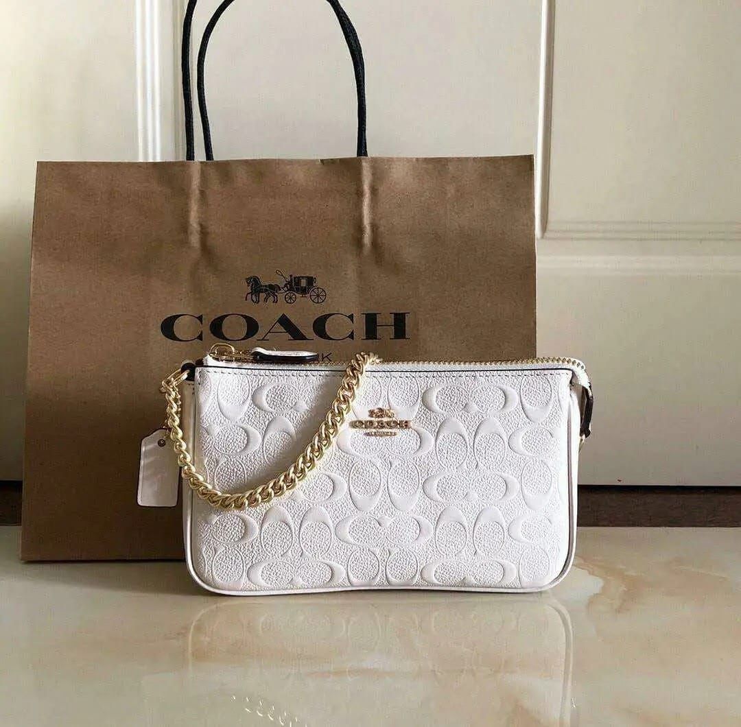 Coach Embossed White Shoulder Bag (With Box)
