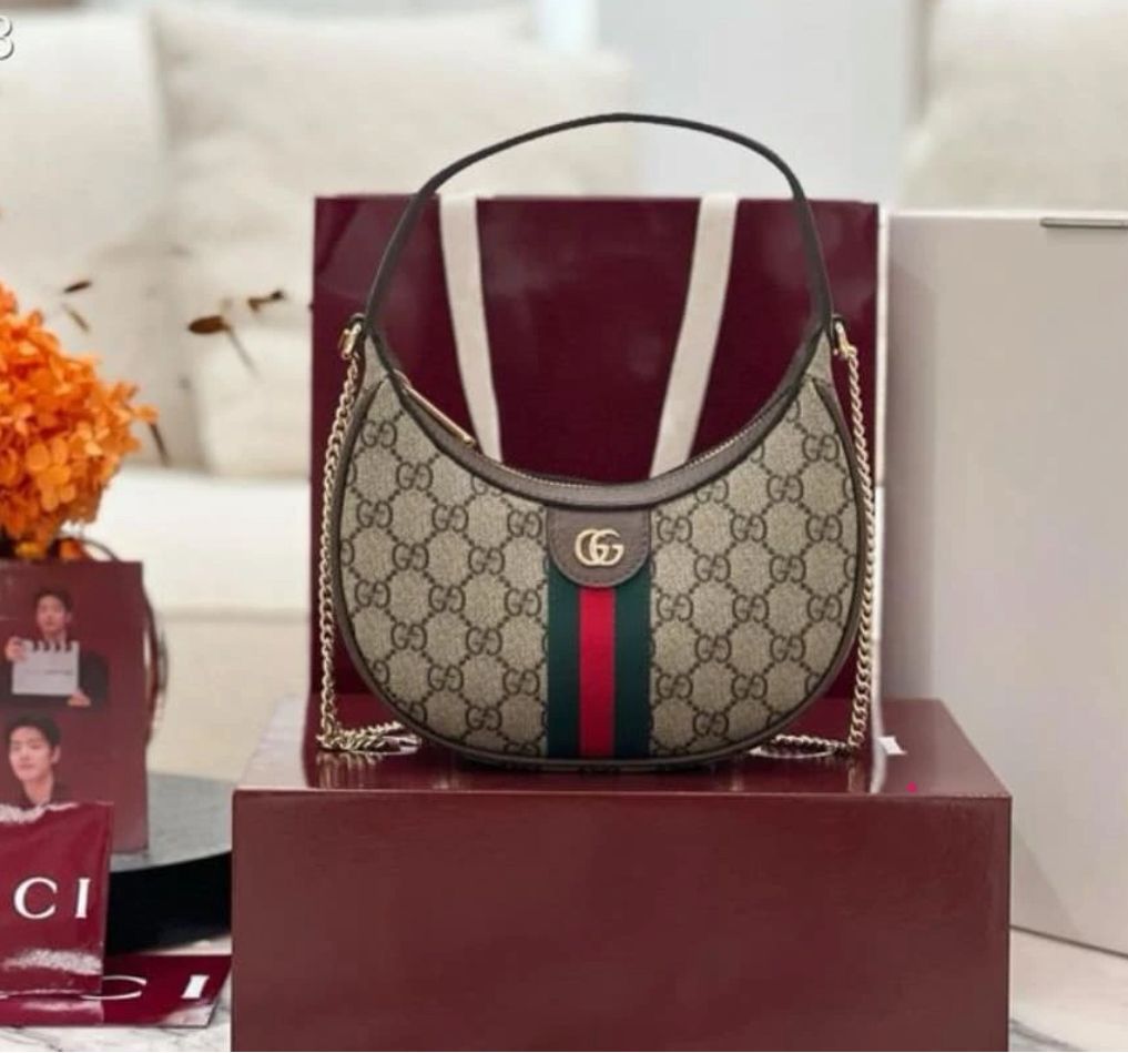 Gucci Ophidia Khaki Small Shoulder Bag (With Box)