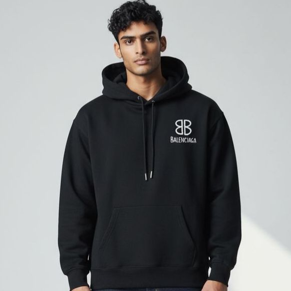 Balenciaga BB Black Full Sleeve Men’s Hoodie